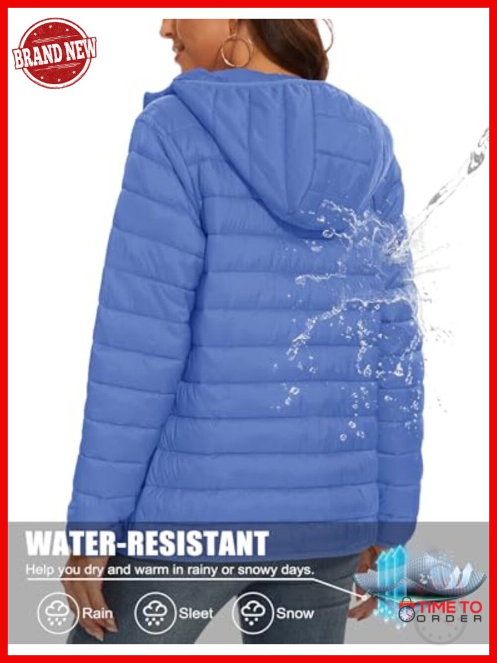 Lightweight Quilted Puffer Jacket Water Resistant Zip-up Winter Coat - Picture 3 of 6